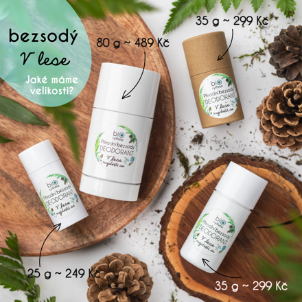 Papírový obal: BEZSODÝ deodorant V lese najde(š) se